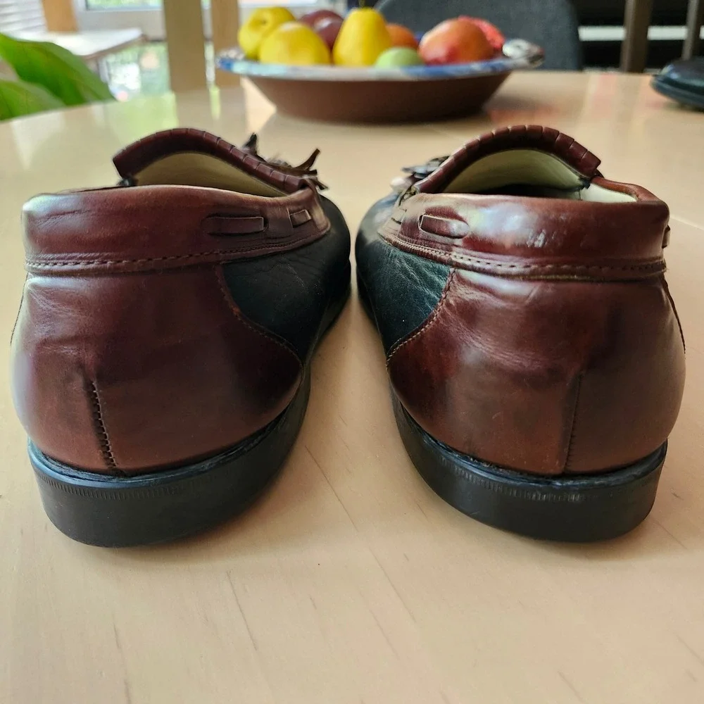 Vintage Dexter Tassel Loafers Mens 11 Leather Dark Green Brown Prep Academia